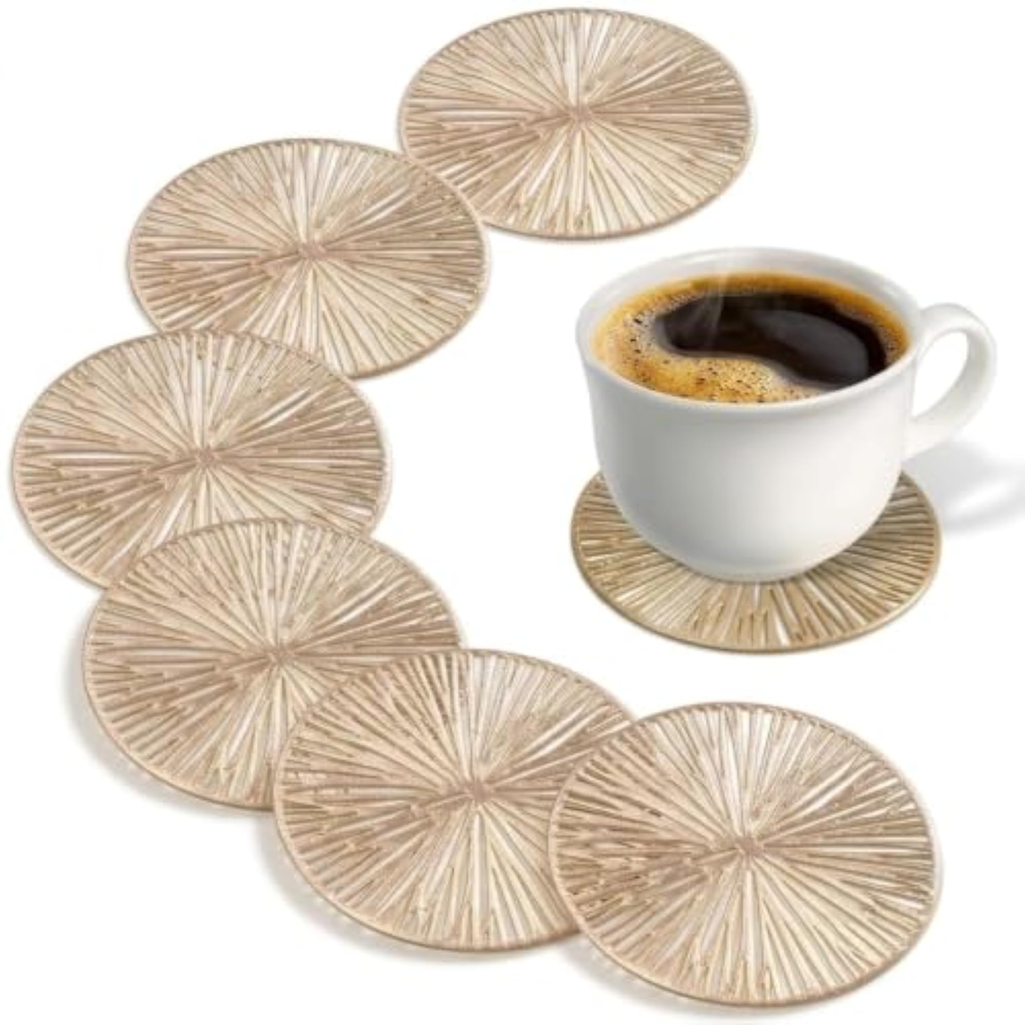Gold Round Cutout Coaster Set, 6Pcs